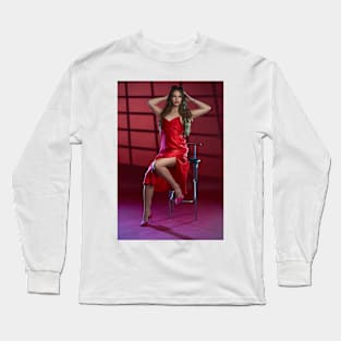 Glamour of a lady in red dress Long Sleeve T-Shirt